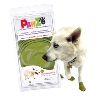 PawZ Rubber Dog Boots, 12 Boots, Olive