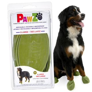 PawZ Rubber Dog Boots, 12 Boots, Olive