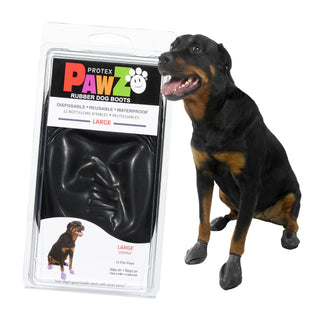 PawZ Rubber Dog Boots, 12 Boots, Black