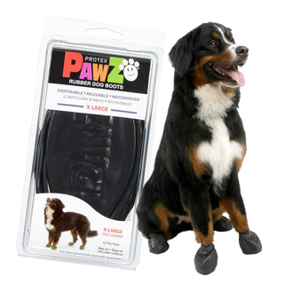 PawZ Rubber Dog Boots, 12 Boots, Black