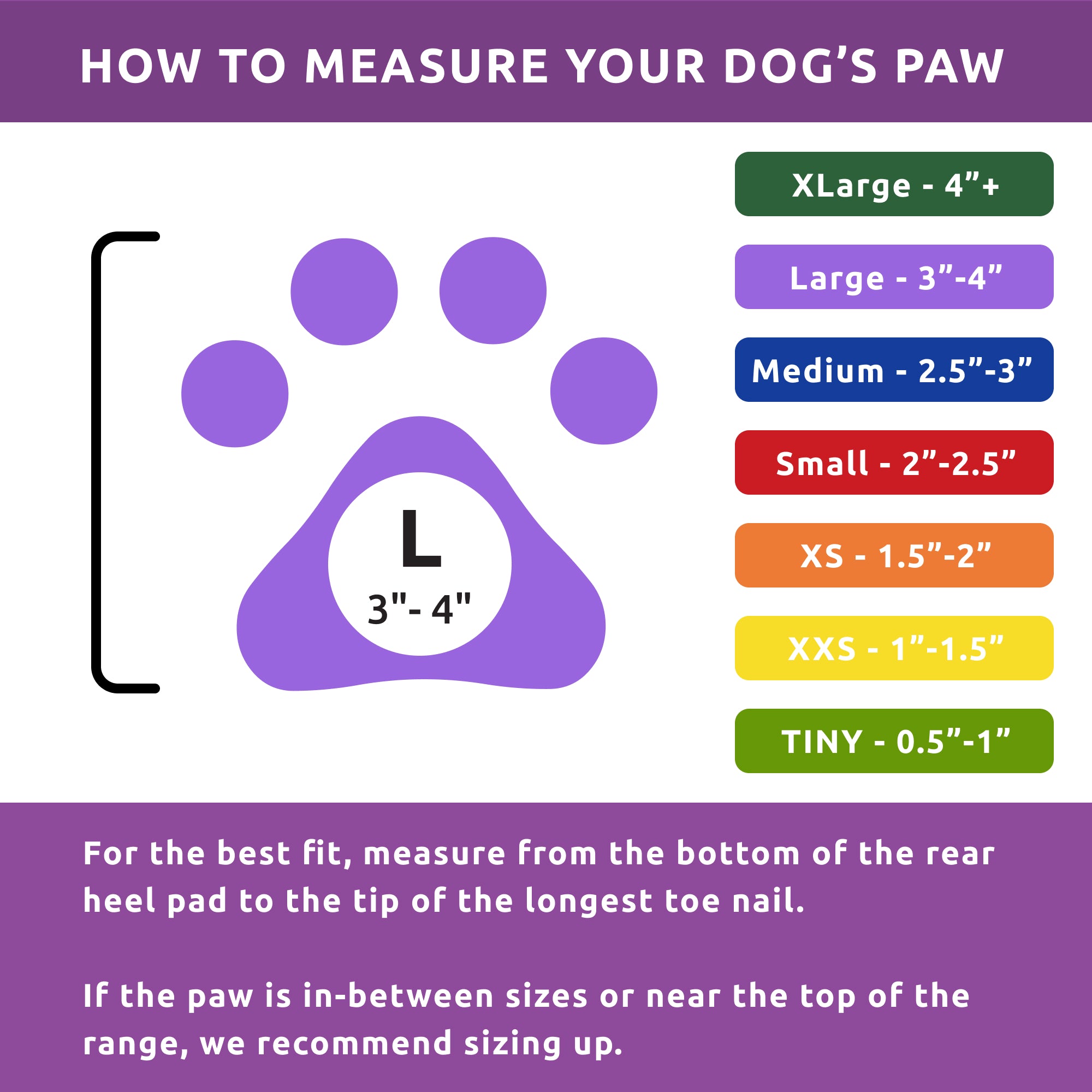 Top paw boots size chart discount