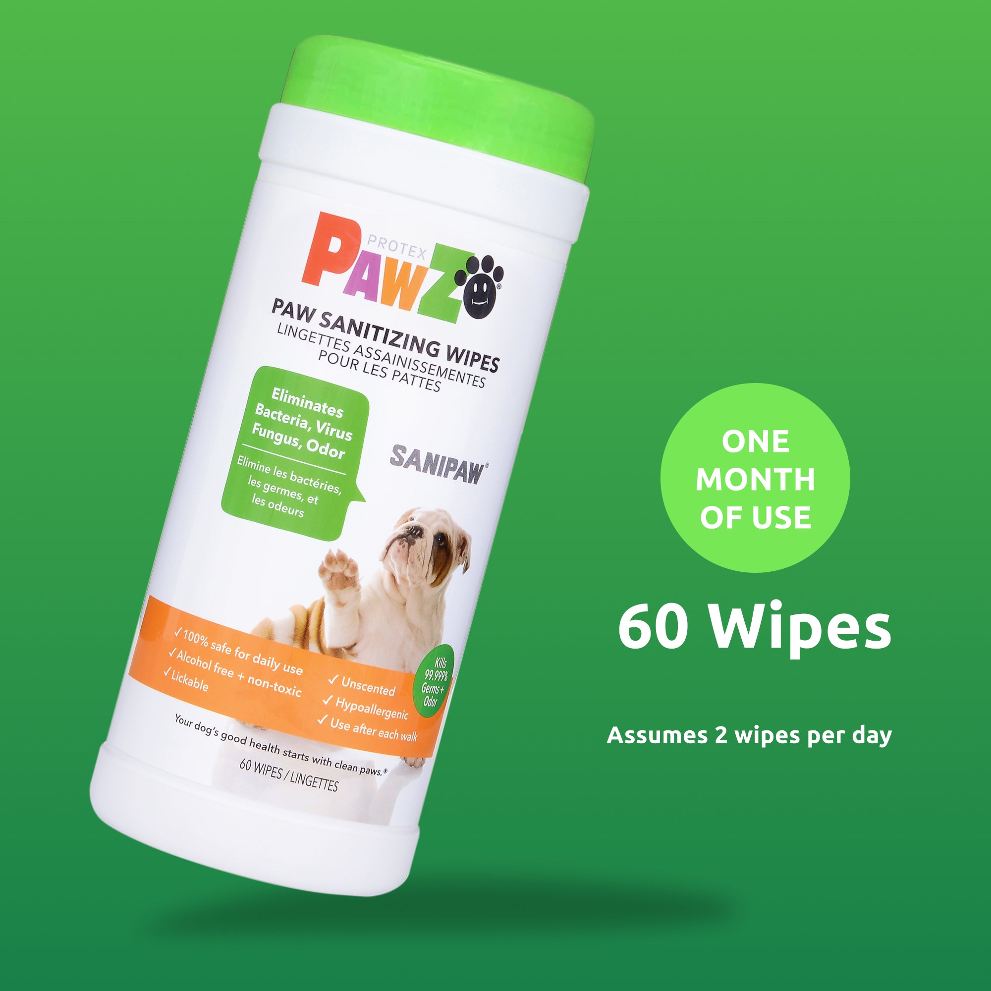 Dog Paw Cleaner Protex PawZ SaniPaw Dog Paw Wipes (120 Count