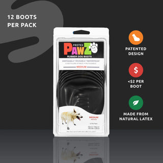 PawZ Rubber Dog Boots, 12 Boots, Black