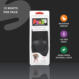 PawZ Rubber Dog Boots, 12 Boots, Black