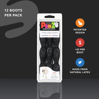 PawZ Rubber Dog Boots, 12 Boots, Black
