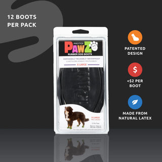 PawZ Rubber Dog Boots, 12 Boots, Black