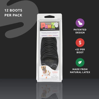 PawZ Rubber Dog Boots, 12 Boots, Black