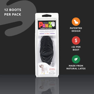 PawZ Rubber Dog Boots, 12 Boots, Black